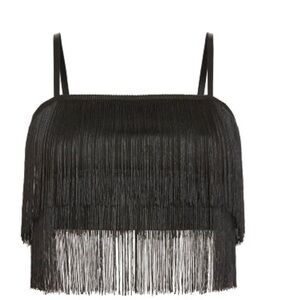 City Chic Jazlyn Crop Top Black Fringe Sz 20 NWT